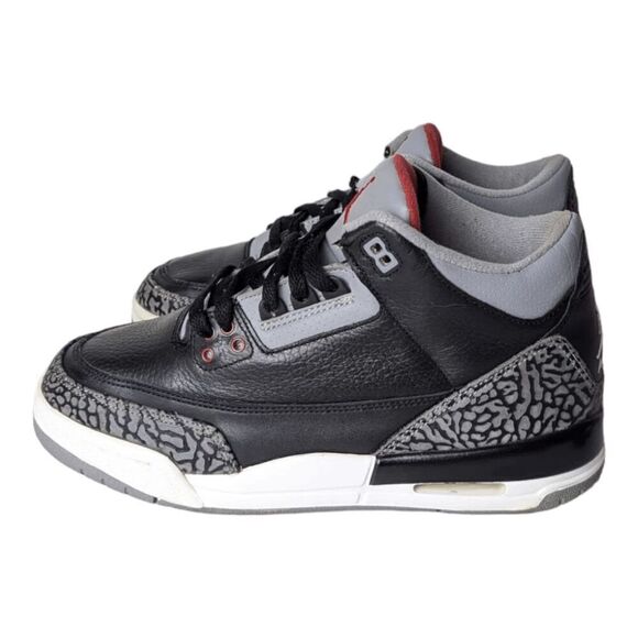 NIKE Air Jordan 3 Retro 'Black Cement' Sneakers Size 6Y/W7.5 - Picture 2 of 7